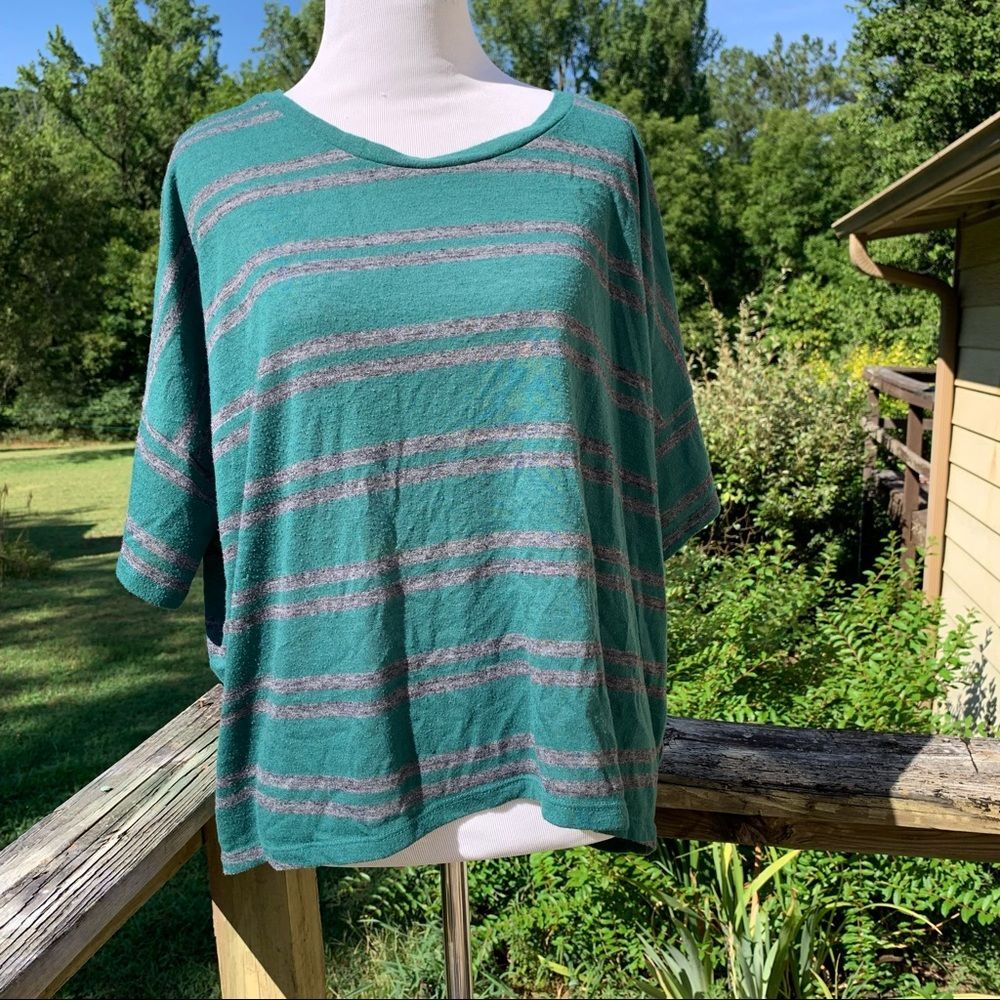 Soft Striped Boyfriend Tee Old Navy Medium Forest Green